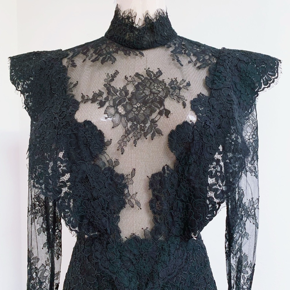 NWOT Authentic ZIMMERMANN Sensory lace linen and silk midi dress Size 1 Black - Picture 9 of 16